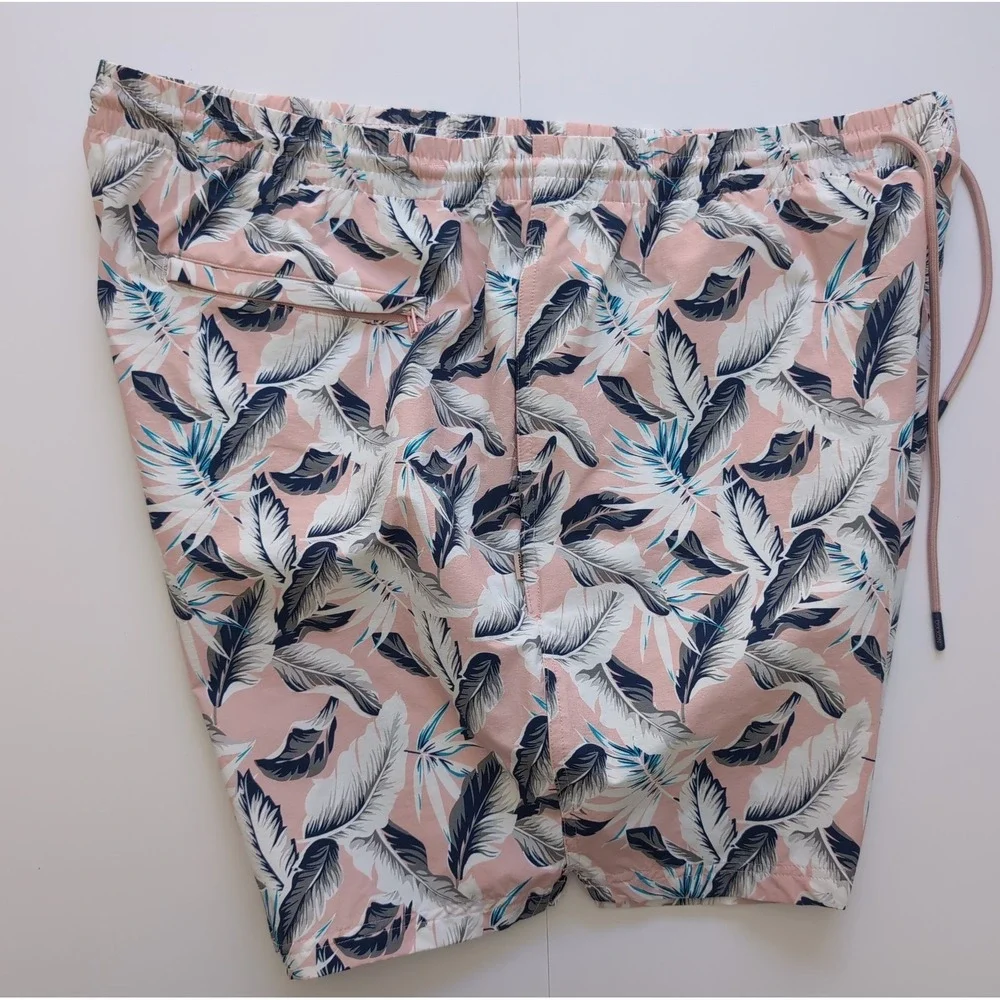 Dixxon Flannel Co Barbuda Boardshorts Mens 2XL Pink Palm Leaf Trunks XXL Beach